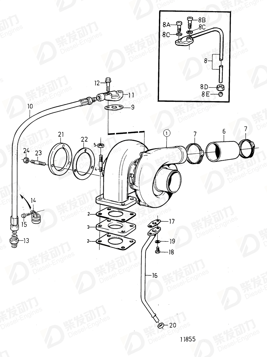 VOLVO Turbocharger, turbocharger 847855 Drawing